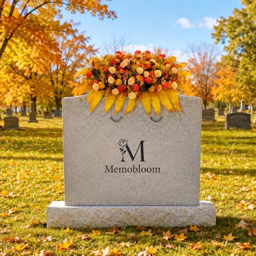Fall Flowers for Cemetery Decorations Headstone Flower Saddle - Orange & Red
