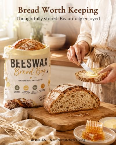 White Beeswax Bread Bag for Sourdough & Artisan Bread Storage - 1 Pack