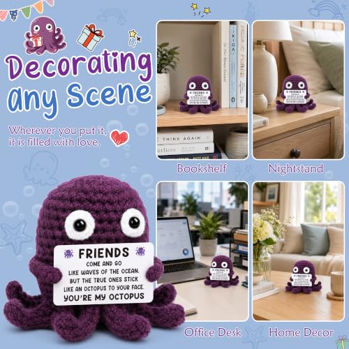 Friend Gift - Handmade Crochet Octopus for Best Friend, Sister, Coworker, or Work Bestie