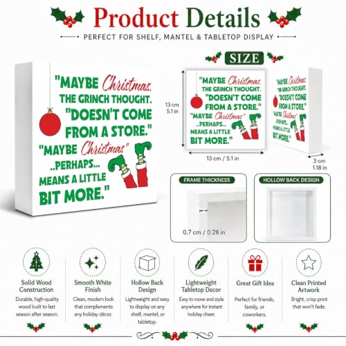 Christmas Decor Wooden Box Sign - Winter Home Decorations Sign 10