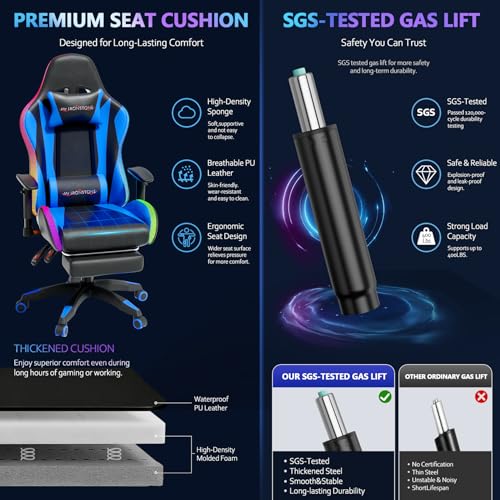 Mr IRONSTONE RGB Gaming Chair Black with Bluetooth Speakers & Massage
