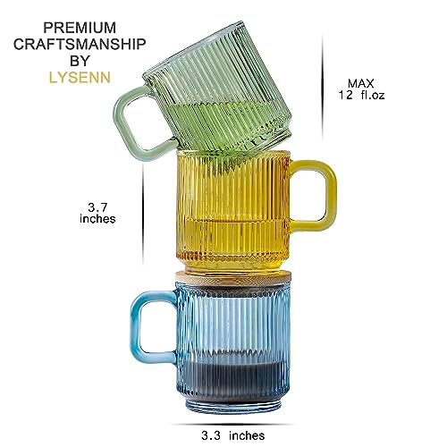 Lysenn Glass Coffee Mug with Bamboo Lid - Lime Green - 12oz Tea Cup
