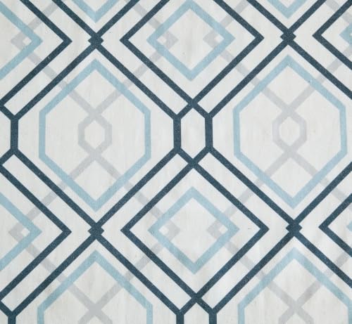 Aqua 4 Piece Geometric & Solid Grommet Top Window Curtain Set - 38 x 84 Inches