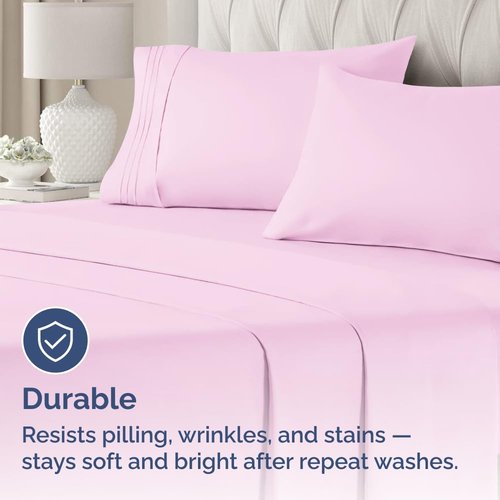 King Standard Pillow Cases Set of 4 - Soft Hotel Quality Pillowcase Covers - Comfy Bedding for Women, Men, Kids & Teens - Machine Washable Pillow Protectors - 4 Piece Set - King Standard Light Pink