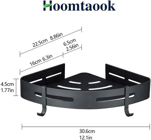Hoomtaook Adhesive Corner Shelf - 2-Tier Bathroom Shower Caddy Organizer | No Drilling, Space-Saving Design