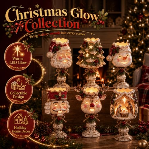 Christmas Heirloom Glow Candle Holder - Vintage Cottage Style, Style A