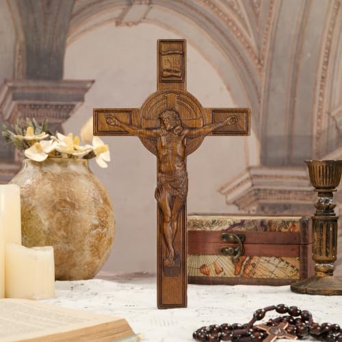 9.84in Handmade Catholic Cross Wall Decor Jesus Faith Gift with Variation 9.84"L x 5.71"W