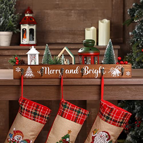Wood Christmas Stocking Holder Box with 6 Hooks and Jingle Bell - Variation of THIS listing