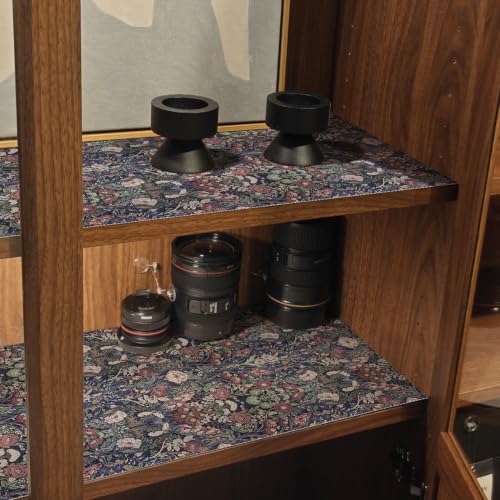 Vintage Green/Red Floral Shelf Drawer Liner 11.8W x 118.1L Non-Slip Organizing Mat