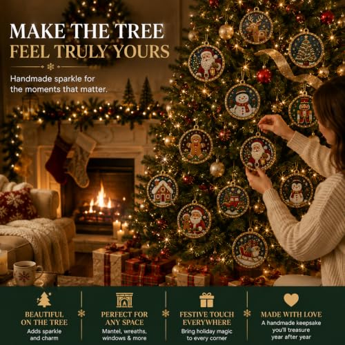 12pcs Christmas Diamond Painting Ornaments DIY Pearl Art Kits for Adults - Variation #a