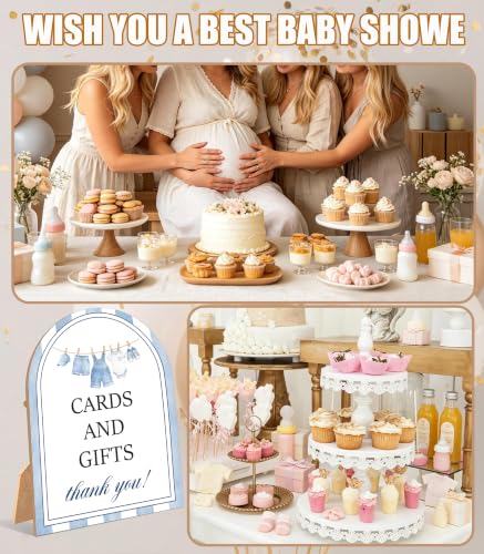 Blue Jean Baby Shower Table Sign - Denim Western Cards & Gifts, 6x8 Inch Wooden Sign with Stand - Blue Jean Variation