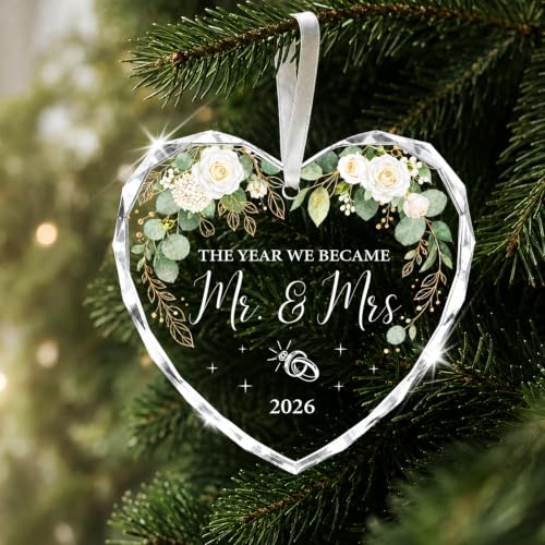 Mr Mrs 2026 First Christmas Married Ornament - Wedding Gift for Newlyweds