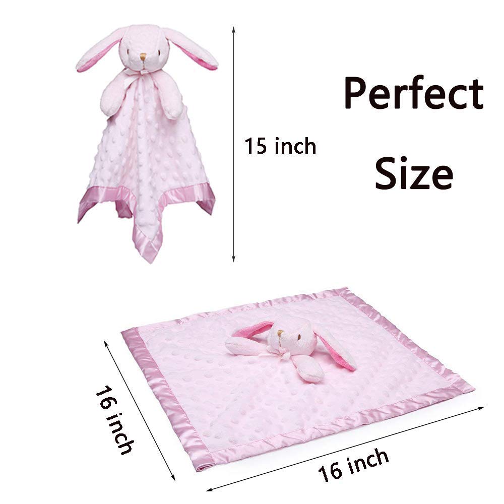 Pro Goleem Elephant & Bunny Security Blanket - Soft & Cuddly 16-Inch Comfort Toy