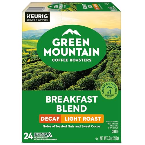 Green Mountain Coffee Roasters Breakfast Blend Decaf Coffee, Keurig Single Serve K-Cup pods, Light Roast, 96 Count