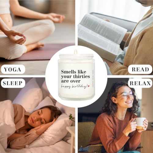40th Birthday Candle Gift for Women & Men - Lavender & Vanilla Scent - Funny Party Decoration