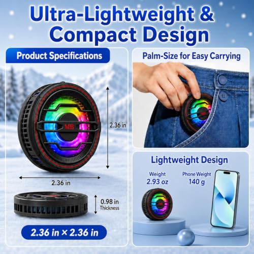 Portable Magnetic Phone Cooler Fan with High Power Adapter for Smartphones