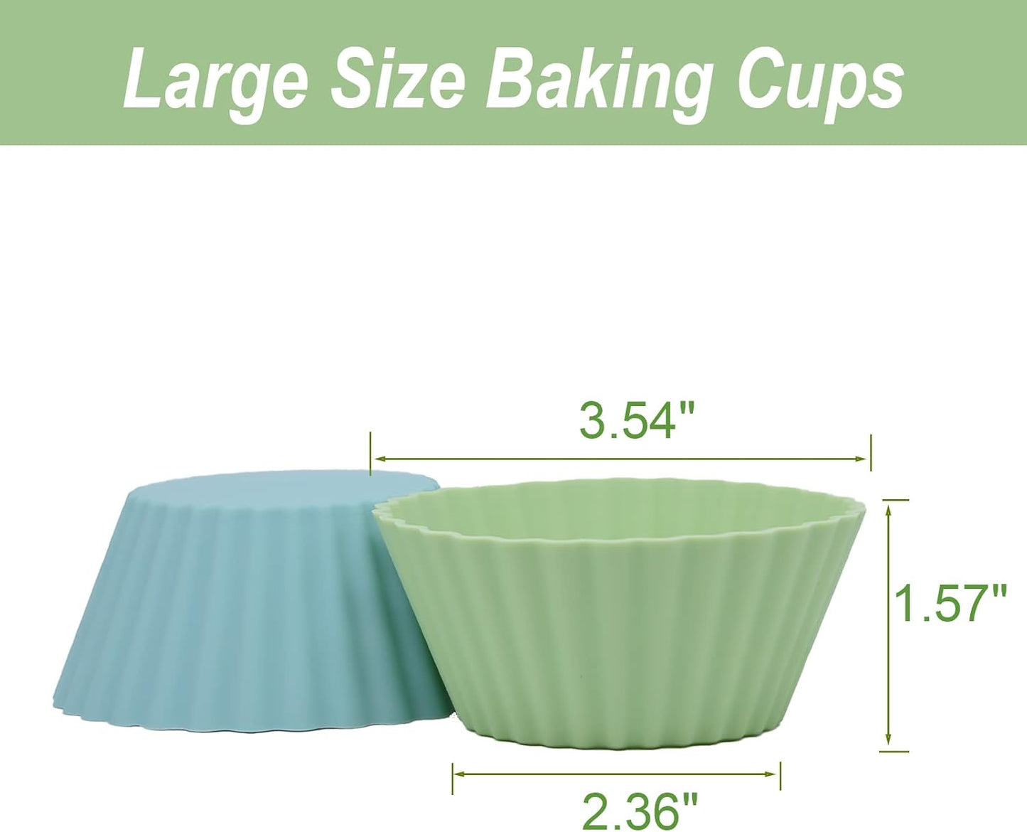 Skiennix Jumbo Silicone Baking Muffin Cups - 12 Pack Reusable Cupcake Liners, BPA Free, 3.54 Inch, Multi-Color