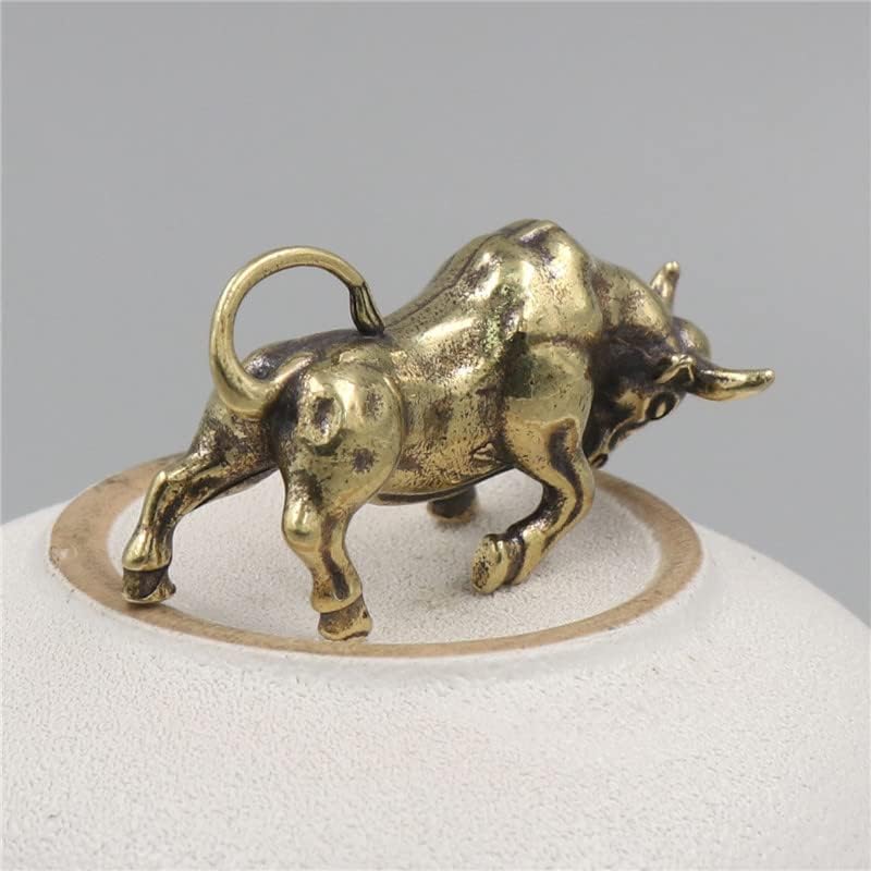 Bronze Rich Floral Design Zodiac Ox Statue - Creative Brass Cow Figurine, 2pcs Decorative Set