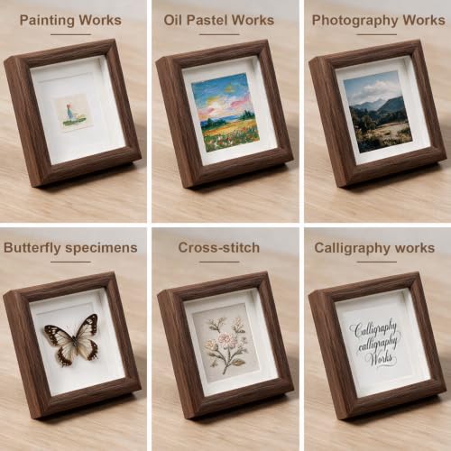Small Shadow Box Frame 4x4 Inch Wooden Square Picture Frame Set