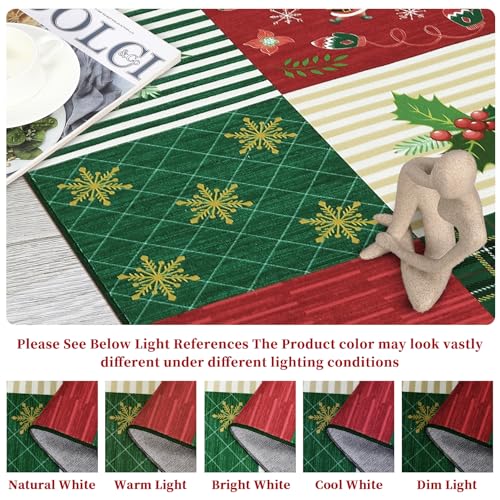 4x6 Washable Christmas Rug - Soft Non-Slip Holiday Area Rug with Elk & Santa Design - Red/Green