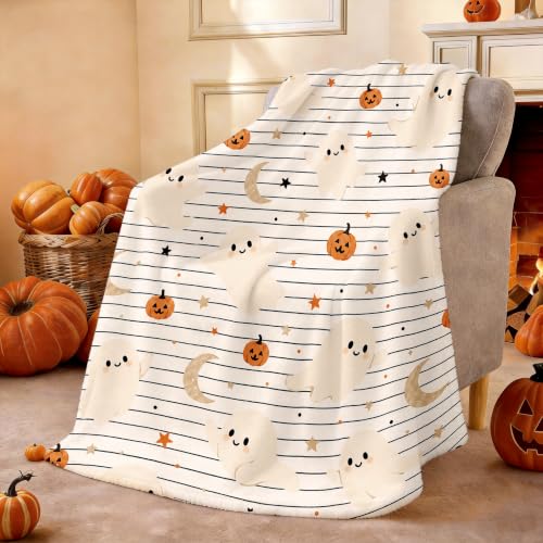 Halloween Fuzzy Blanket 40x60 Inches - Spooky Pumpkin Throw for Adults & Kids - Halloween6 Variation