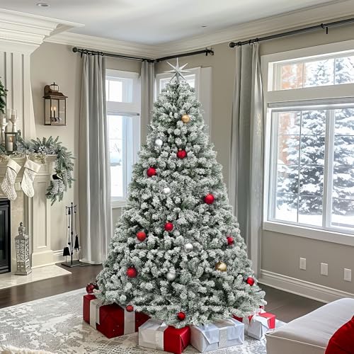 6ft Snow Flocked Artificial Christmas Tree with 880 Branch Tips - White Variation