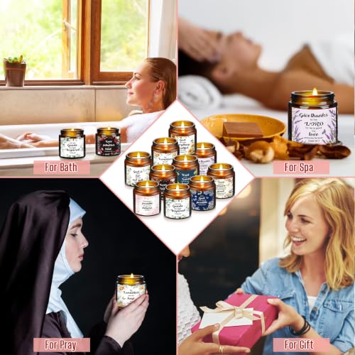 Christian Candle Set with Bible Verses and Cards - Scented Religious Candles Gift Set