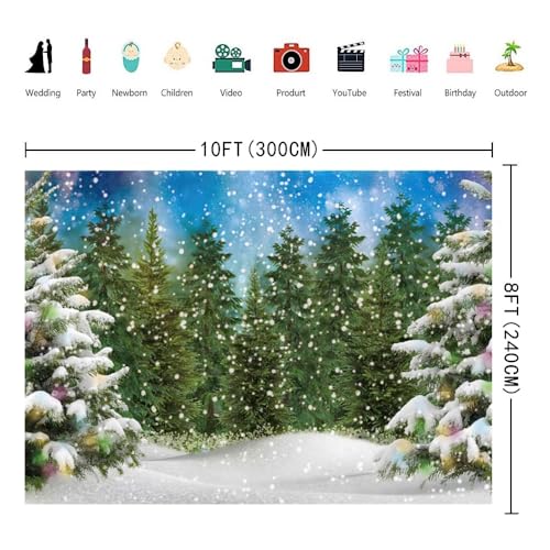INRUI Winter Forest Landscape Photography Backdrop 10x8FT - Vinyl Studio Background for Events & Studio Use