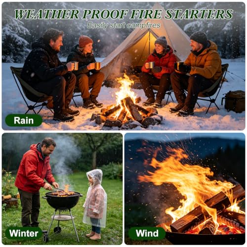 72PCS Waterproof Fire Starters for Fireplace BBQ Camping & Fire Pits