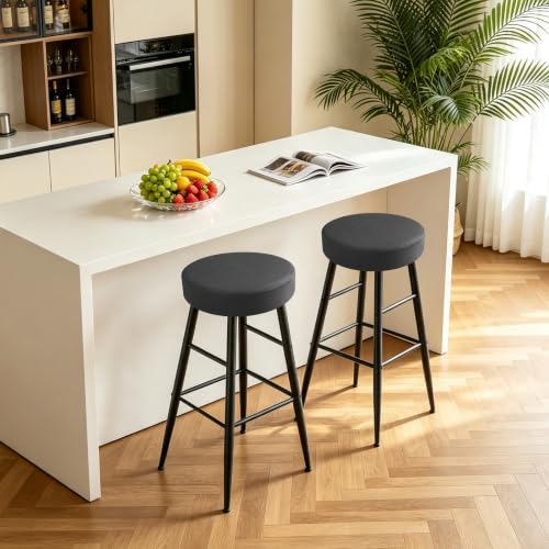 Fuloon Waterproof Round Bar Stool Cover 16-18 Inch Black 2 Pack