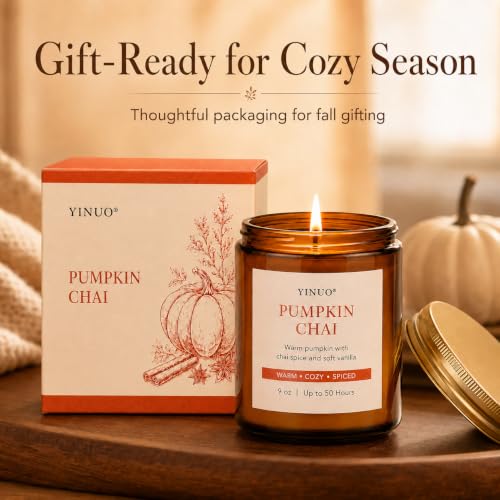 Pumpkin Chai Scented Candle - 9 oz Soy Wax Autumn Decor Gift - Variation of Pumpkin Chai Candle