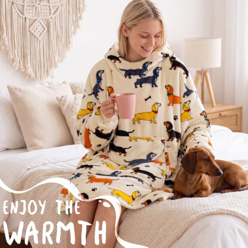 Dachshund Dog Lover Gift Oversized Wearable Blanket Hoodie Adult - Variation of Dachshund / Adult