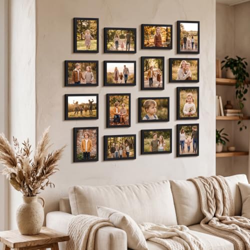 Black 5x7 Picture Frame Set of 22 - MDF Wood Wall & Table Display
