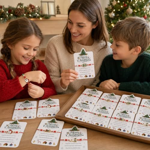 Christmas Wish Bracelets Set with Wish Cards - 6 Styles for Holiday Gifts