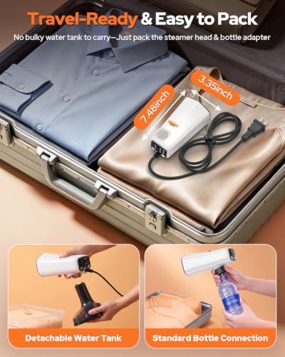 Vacuum Steamer for Clothes with 6000Pa Suction Handheld Garment Steamer White