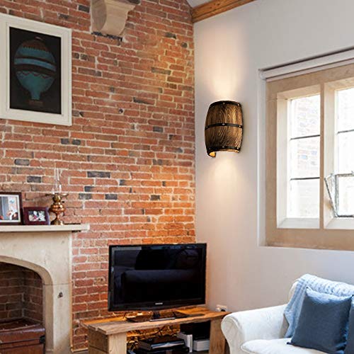 Newrays Antique Wood Wine Barrel Wall Sconce Lighting Fixture Up and Down Indoor Wall Lamp for Bar Area Steampunk Theme (1 Pack)