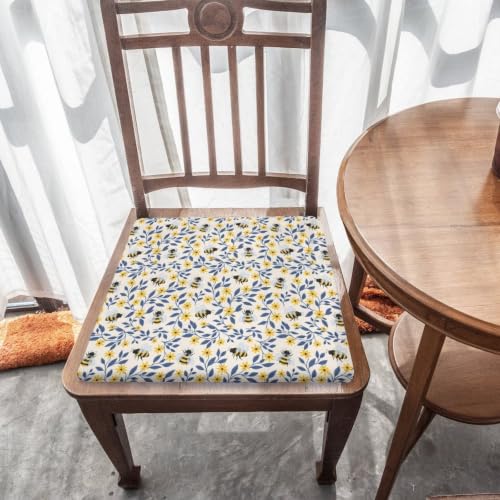 Bee in Flower Chair Cushion Yellow Floral Style-3 Supportive Seat Pad