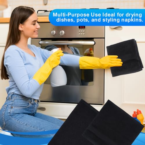 Black Cotton Washcloths Set - 3-Pack 13x13 & 29x14 Inches, Soft & Absorbent