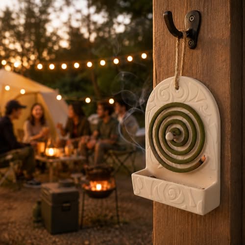 Retro Ceramic Mosquito Coil Holder Wall & Tabletop Ash Catcher - Safe & Decorative