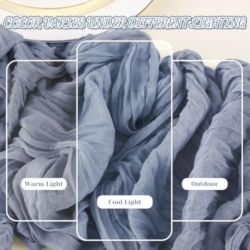 Dusty Blue Cheesecloth Table Runner 120 Inch for Home Decor - 2 Pack