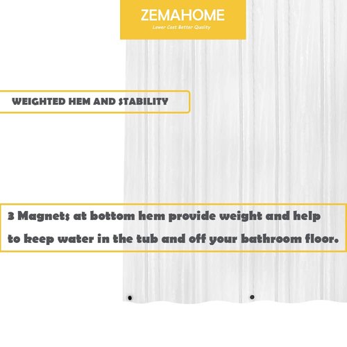 ZEMAHOME 2 Pack PEVA Plastic Shower Curtain Liner Premium Light Weight 72" x 72" Clear Bathroom Shower Showroom Curtain Liner with Rustproof Metal Gromments and Weighted Magnet
