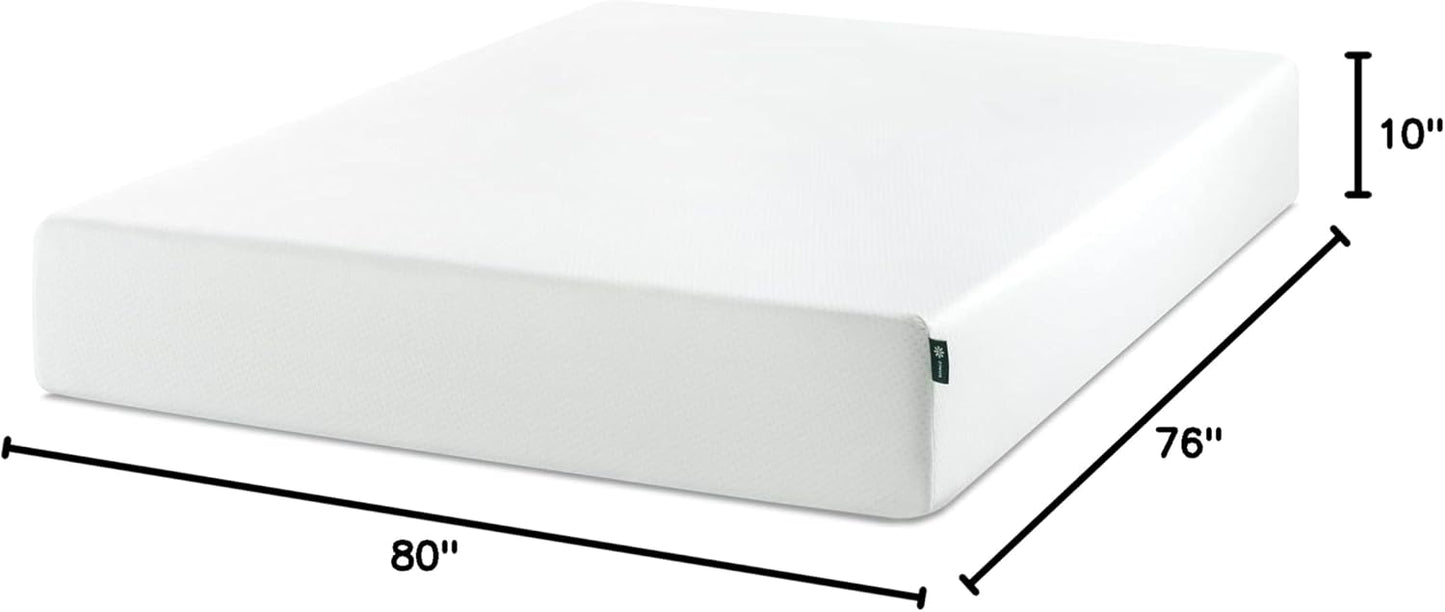 Zinus 10 Inch King Green Tea Memory Foam Mattress - Medium Firm, Zoned Pressure Relief, Fiberglass Free