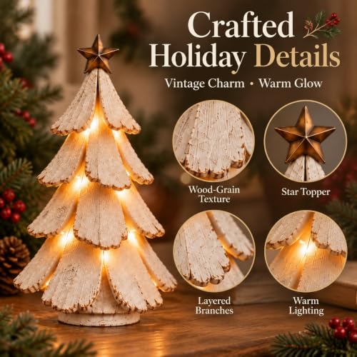 Vintage Lighted Christmas Tree Figurine - Mini Tabletop Holiday Centerpiece - All Variants