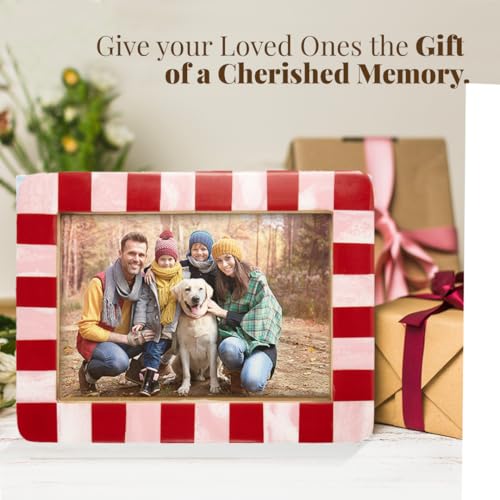 Pink & Red Checkered Picture Frame 4x6 with Plexiglass - Folkulture - Variation of Red & White / 4 x 6 Inch