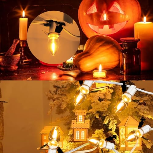 Christmas Village Lights with 5 LED Bulbs - 9FT C7 Cord Clips Accessory