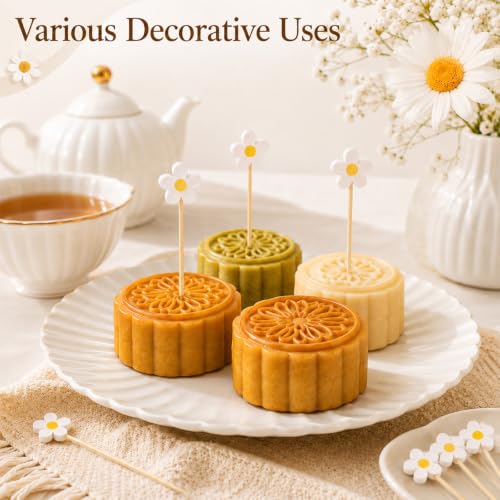 100 Pcs Daisy Floral Cocktail Picks for Fruit & Party Decor