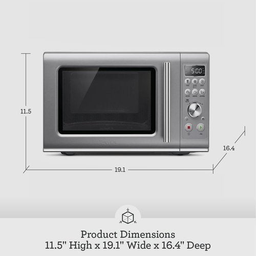 Breville BMO650SIL Microwave Oven - Compact Wave Design with Soft Close - Silver Finish