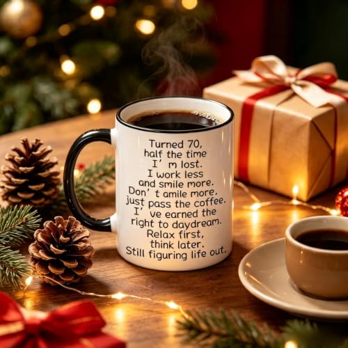 70th Birthday Coffee Mug for Women Men WHITE 70 - Funny 11oz Gift