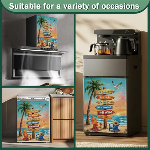 Retro Summer Beach Dishwasher Magnet Cover - Decorative & Washable Kitchen Decor 23x26 Inch