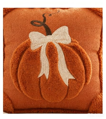 Big Pumpkin White Fall Decorative Pillow Covers 18x18 Set of 2 - Autumn Thanksgiving Halloween Home Decor